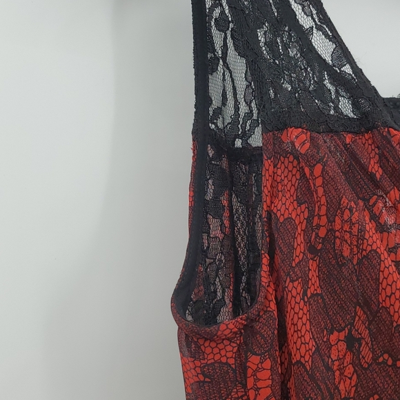 City Chic Red Black Embroidered Chiffon Dress XS - Picture 14 of 16